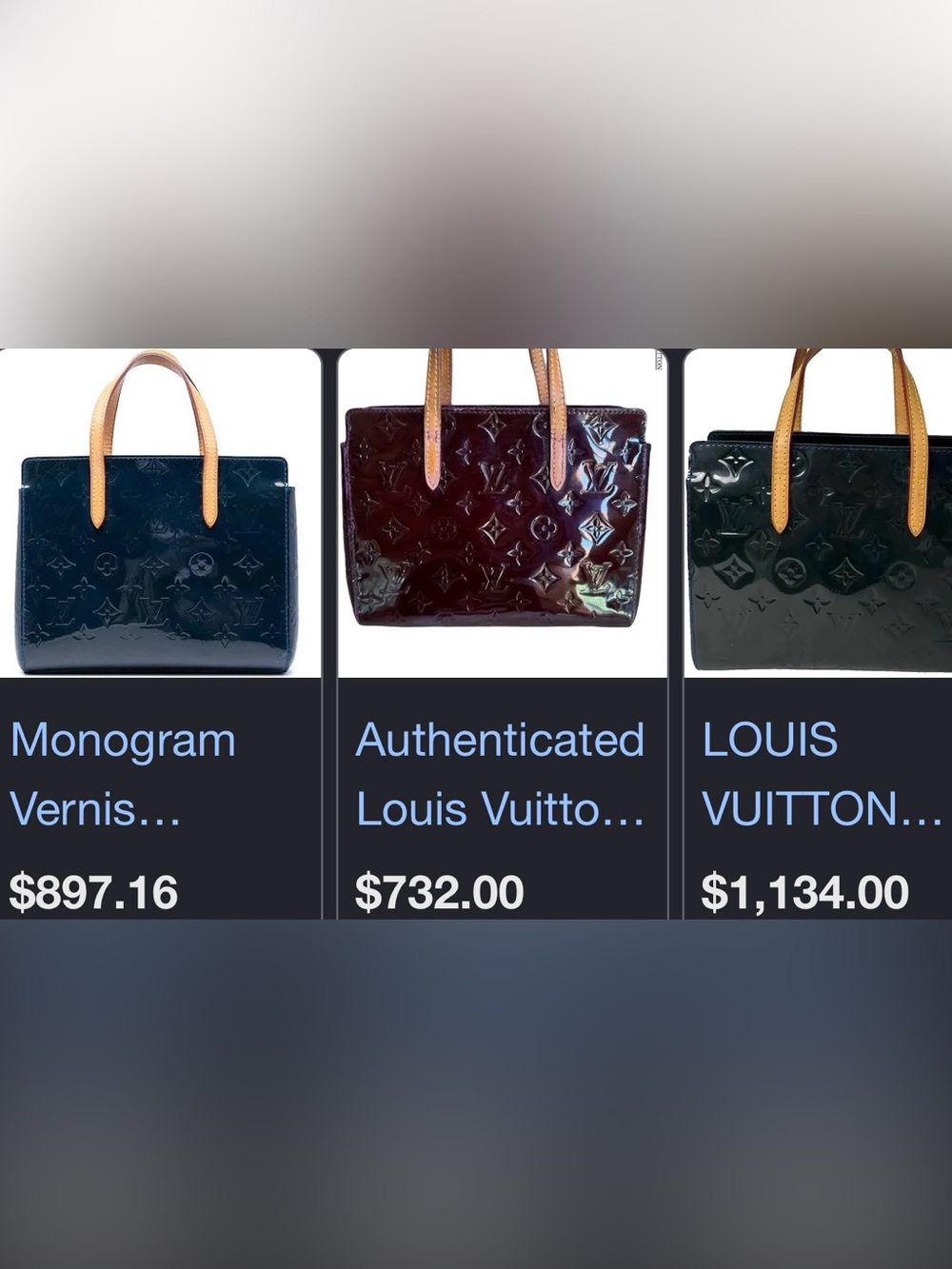 Louis Vuitton Dark Blue Vernis Tote with Leather Handles - Picture 8 of 8